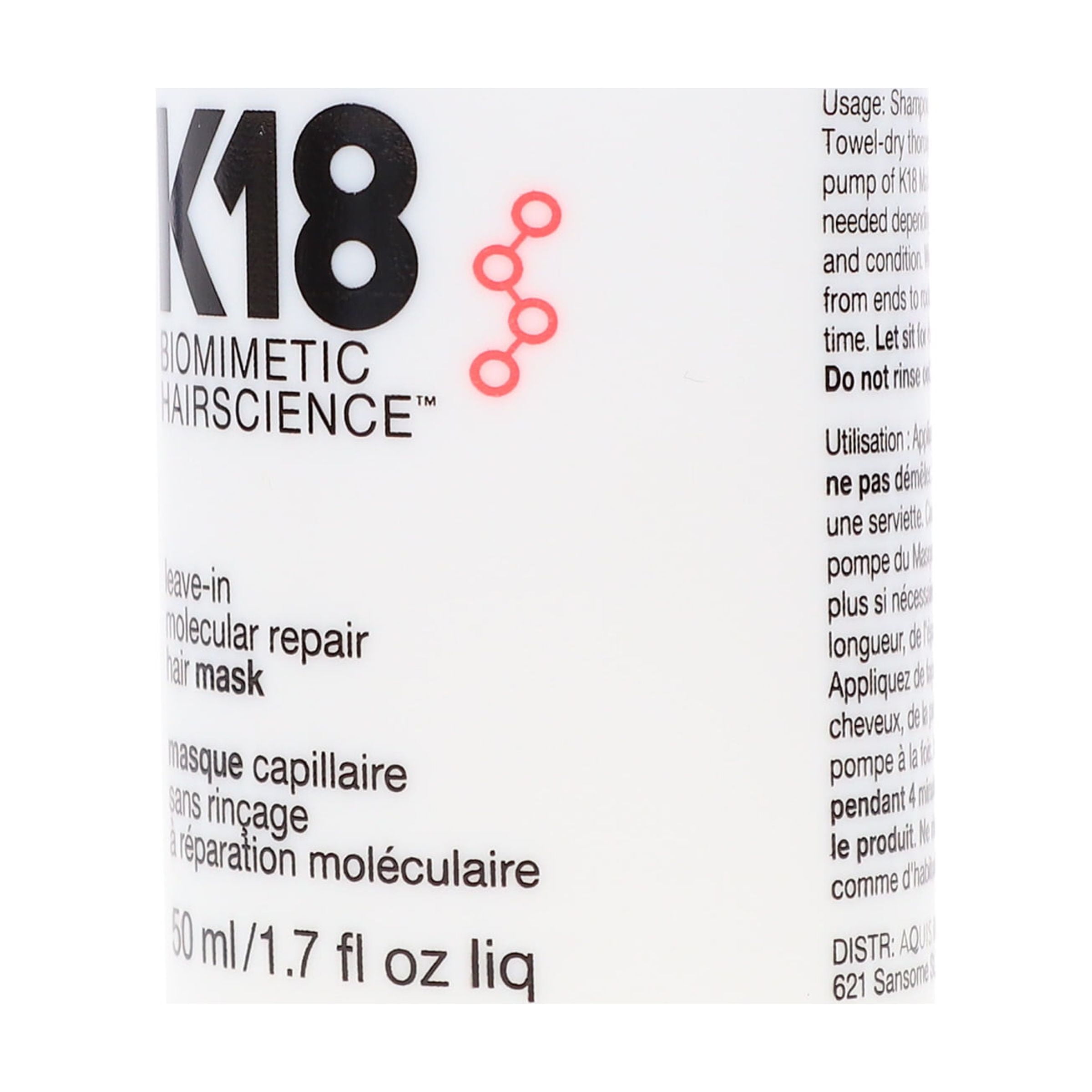 K18 Mascarilla capilar sin enjuague para limpiar y reparar (1.7 onzas  líquidas), tratamiento de velocidad de 4 minutos y champú seguro de color  para