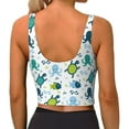 thumbnail image 3 of Haiem Cartoon Sea Creatures Pattern Womens Sports Bra - U Neck Padded Low Impact Yoga Bra Workout Crop Top Gym Moisture-Wicking Workout Vest -Small, 3 of 9