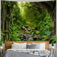 thumbnail image 4 of Green Rainforest Tapestry Nature Forest Tapestry for Bedroom Aesthetic Misty Tropical Jungle Trees Flowing Stream Landscape Tapestries Wall Hanging for Living Room Dorm 90 x 60 Inch, 4 of 6