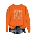 thumbnail image 2 of Mceream Chandails de la Saint-Valentin pour Femmes Mode Décontractée Imprimé Cœur Graphique Manches Longues Chemises Surdimensionnées Col Rond Chandail Hauts Grande Taille Orange TTG, 2 of 5
