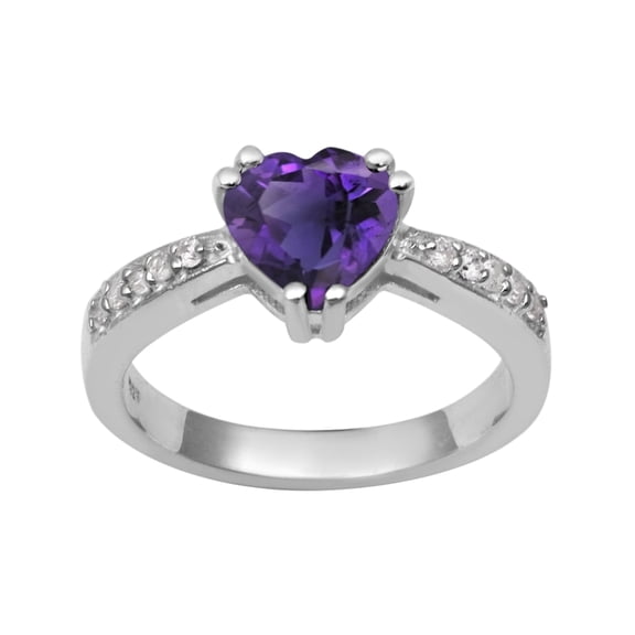 Mooneye 8 mm Purple Amethyst 925 Sterling Silver Solitaire Women Valentines Day Gifts Promise Ring