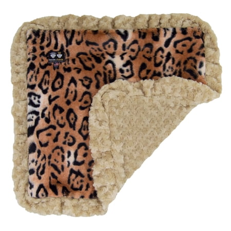 Bessie and Barnie Camel Rose / Chepard Luxury Ultra Plush Faux Fur Pet/ Dog Reversible Blanket (Multiple Sizes)