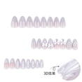 thumbnail image 4 of Pink White Ombre 3D Bow Pearl Accent Press on Nails, Medium Almond Glossy Glitter False Nails, 24 Count, 4 of 7