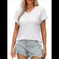 thumbnail image 2 of Camisetas Básicas de Verano de Corta con Cuello en V para Mujer, Elegantes, Informales, Holgadas, con Ojales, Conjuntos Bonitos y Fluidos M, 2 of 6