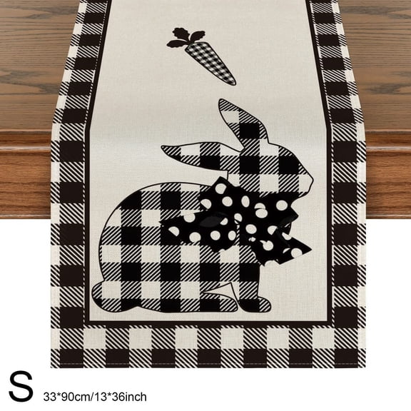 Zhourta Rabbits Bunny Happy Easter Table Runner For Indoor Outdoor Home Party Decor Spring Summer Holiday Kitchen Dining Table Decoration Fun Activity for All Ages