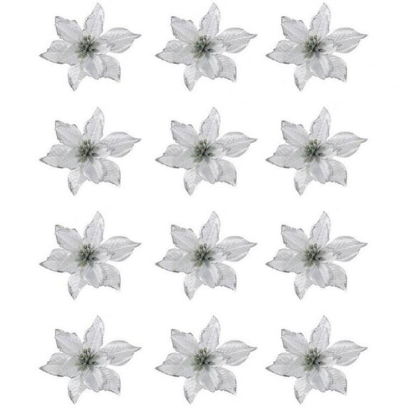 12pcs Simulation Flowers,Christmas Tree Hanging Flower,Thanksgiving Holiday Flowers,Wedding Scene Layout Props,DIY Garland Decor Small Flower,Festival Gift Fake Florals