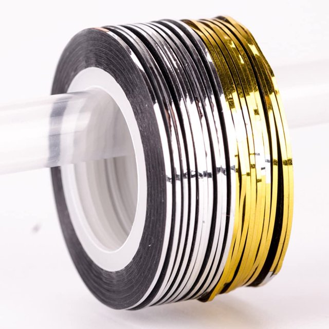 10pcs Silver+10pcs Gold Striping Tape Line Nail Art Stickers DIY Design Decals Self Adhesive 3D Tips Manicure Tools Rolls