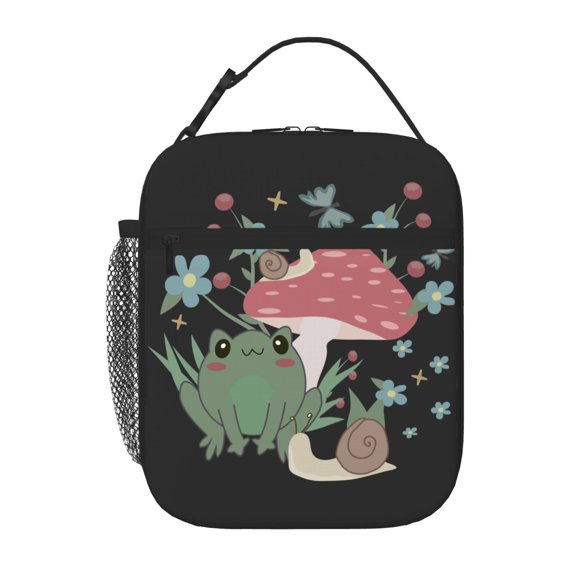 TEQUAN Portable Lunch Bag, Cute Cartoon Frog Pattern Reusable Insulated Lunch Box for Travel Work School Picnic