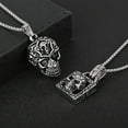 thumbnail image 2 of Retro Hip Hop Punk Skull 14K White Gold Necklace Men's Rock Personality Long Pendant Necklace Boho Halloween Ornament, 2 of 8