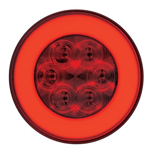 (2) " Halo " Red 21 LED 4" Round Trailer Truck Stop Turn Brake Tail Light Kits