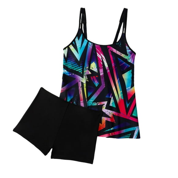 KIHOUT 2025 Women's Tankini Bathing Suits Tankini Swimsuits Two Piece Graphic Swim Tank Top with Boyshorts Ladies Swimwear for Beach Pool Party