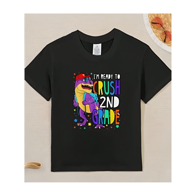Children, I'M Excited To Tackle 2Nd Grade With This Dinosaur-Themed Back-To-School T-Shirt Made Of 100% Cotton.