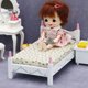 thumbnail image 2 of Mueble de casa de muñecas en miniatura, cama individual blanca de madera, 2 of 3