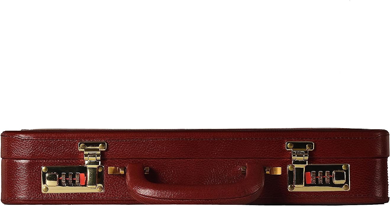 LINDSEY STREET Leather Attache Briefcase Business Handbag for Men 14 Inches Laptop MacBook Carry Case Doctors Briefcase Office Handbag