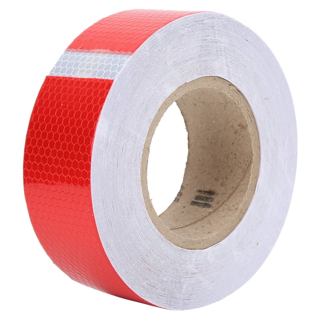 Ruban Adhésif de Sécurité Réfléchissant – Haute Visibilité Rayures Rouges et Blanches pour Véhicules, Résistance aux Intempéries Améliorée, Design Durable et Imperméable, Idéal pour Voitures, Camions, Vélos et Marquages de Circulation