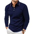 thumbnail image 2 of GrmtClth Men's Polo Shirts Casual Long Sleeve Polo Shirts Lightweigt Button Shirt Classic Tees Navy XXXL, 2 of 5