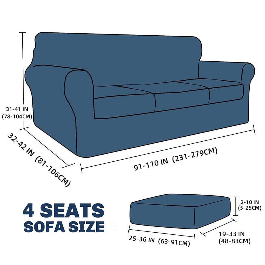 MJIAexp (91"-110") Stretch Sofa Cover Slipcover,Couch Covers for 4 Cushion Couch Sofa with sofa armrest,Pet Friendly Furniture Protector Sofa with Elastic Bottom for Kids,Jacquard lines(Charcoal)