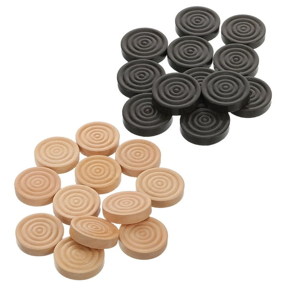 Clispeed Portable Chess Set Wooden Round Game Pieces 24Pcs