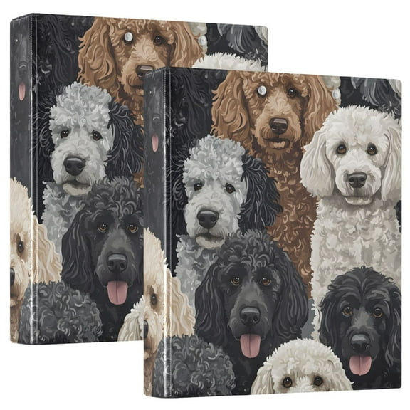 ALAZA Doodle Puppy Dog Hardcover 3 Ring Binder 1.5" Round Rings Interior Pockets Binders Organizer 2 Pack