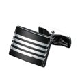 thumbnail image 3 of 2 piezas de gemelos de rayas cuadradas frágil, resistente, clásico, francés, duradero, gemelos para , graduación, boda, profesion, hombre, Raya plateada negra, 3 of 5