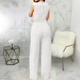 thumbnail image 7 of Skinny Slim Fit Solid Color Deep V-Neck Short Sleeve Jumpsuits,Jumpsuit With And Waist Strap for Women, 7 of 7