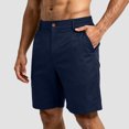 thumbnail image 5 of idosla Men's Cotton Chino Shorts Casual Elastic Waist Drawstring 7 Inch Summer Beach Golf Shorts with Pockets (Navy, L), 5 of 7