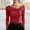 Red, variant on Women Off Shoulder Tops Long Sleeve Cross Wrap Asymmetrical Blouses Tunics Top Casual Button Down Blouse Sexy Base Layer Shirts Trendy Dressy 2026 Blouse