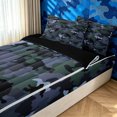 thumbnail image 2 of Manfei Minimalism Camouflage Zipper Queen Comforter Set with Fitted Sheet and 2 Pillowcases, Countryside Camo Zipper Bedding Set, Slate Gray, Black Reversible, 4-Piece, 2 of 7