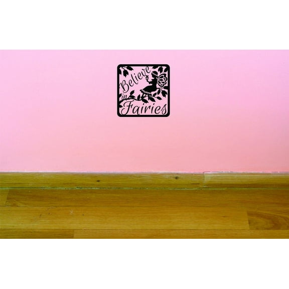 Custom Decals Believe In Fairies Wall Art Size: 12 X 12 Inches Color: Black