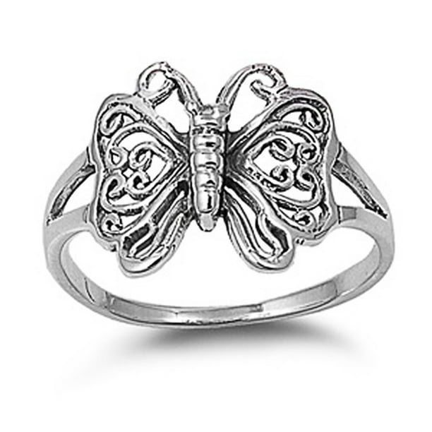 Dainty Jewelry - Sterling Silver Butterfly Ring 15mm ( Size 4 to 10 ...