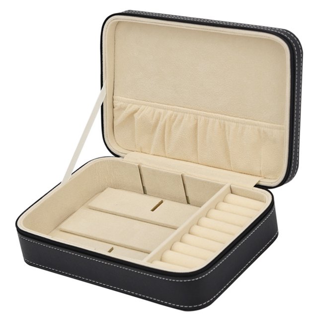 Caja De Almacenamiento De Joyería Multifuncional Caja De Almacenamiento De Joyería De Cuero De Pu Ajustable Caja De Regalo De Soporte De Joyería Scienceny HA037940-00