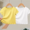 thumbnail image 7 of Gytharion 2PCS Girls Summer Short Sleeve Shirts Soild Color Crew Neck T-shirts Kids Fashion Casual Tops,1Y-12Y, 7 of 7