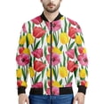 thumbnail image 2 of Chaqueta con cremallera y estampado de tulipanes coloridos para hombre y mujer, sudadera con estampado floral en 3D, chaquetas bomber de calle de manga larga geniales, 2 of 5