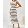 thumbnail image 2 of Womens Sleeveless Striped Boho Midi Bodycon Dress Long Tank Dress Alsol Lamesa, 2 of 6
