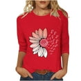 thumbnail image 2 of Ounisa Shirts Chemises pour Femmes Manches 3/4 Hauts Grande Taille Col Rond T - Décontractés Tunique Longueur Trois Quarts Imprimé Marguerite d'Été, 2 of 5