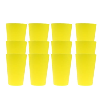 TEHAUX 12Pcs Party Supply Cup for Home Users Reusable Yellow Plastic Drinkware