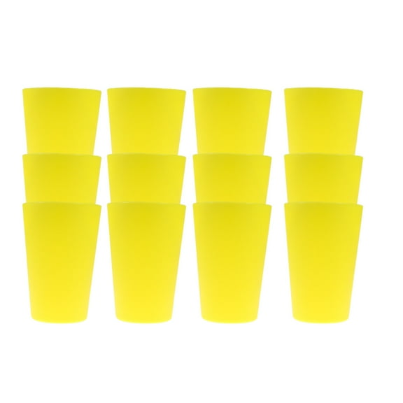 TEHAUX 12Pcs Party Supply Cup for Home Users Reusable Yellow Plastic Drinkware