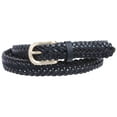 thumbnail image 2 of Classic 3/4" (20mm) Skinny Braided Woven Narrow Soft Cowhide Leather Belt, 2 of 4