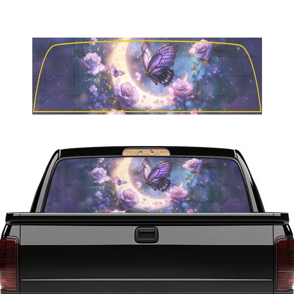 Pzuqiu Truck Rear Window Decal 66.9" x 22.4", One-Way Perforated Vinyl Wrap, Sun Proof UV Defense for Most Pickup Models