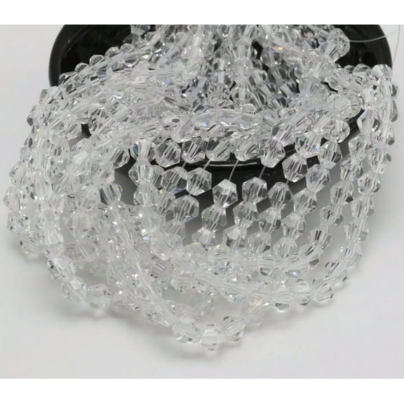 U8MO 100 pcs 6mm Faceted Bicone Bead Crystal Glass Beads~Clear Craft Jewelry Making