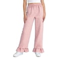 thumbnail image 7 of ITSAME Girls Casual Pants, Elastic Waist Plaid Print Ruffle Hem Kids Fashion Casual Pants Pink Size 11-12, 7 of 7
