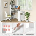 thumbnail image 6 of 48 Inch Computer Desk with Bookshelf, Reversible Study Writing Desk with Storage Shelves & CPU Stand, Compact Office Desks & Workstations, White Desk for Bedroom, Kids Room, Study (White), 6 of 18