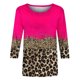thumbnail image 4 of ICHUANYI Clearance Women's Fashion Printed Loose T-shirt Mid-length 3/4 Sleeves Blouse Round Neck Casual Tops(Hot Pink, M) ICHUANYI WER2023081204722, 4 of 4