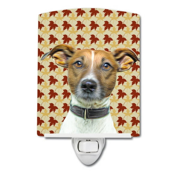 Fall Leaves Jack Russell Terrier Ceramic Night Light