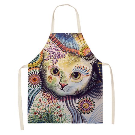 

Livesture Artistic Cat Color Apron Oil-proof Coverall Children Printed Parent-child Apron AP 09815 55x68cm