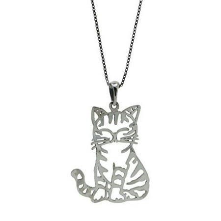 LaRaso & Co - Sterling Silver Cat Pendant Chain Necklace (W/ 18 Inch ...