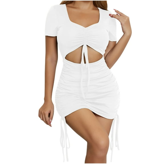 gbyLJF Tights for Women Under Dress Y2K Slip Dress High Slit Dress for Women Floral Mesh Dress A02_White L