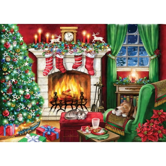 Vermont Christmas Company Box of 'Cozy Christmas' Christmas Cards - 15 Cards & 16 Foil Envelopes