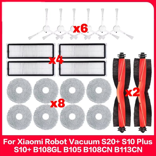 Compatible con para Robot Aspirador S20+ / S10 Plus / S10+ / B108GL / B105, Repuestos, Filtro de Mopa, Cepillo Lateral Principal, Accesorios.