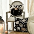 thumbnail image 4 of Sm:)e Hello Pumpkin Leaves Fall Throw Pillow Covers Black 18 x 18 Inch Set of 4, 4 of 7